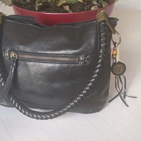The Sak Black Leather Shoulder Bag with Braided Handle - Picture 3 of 10
